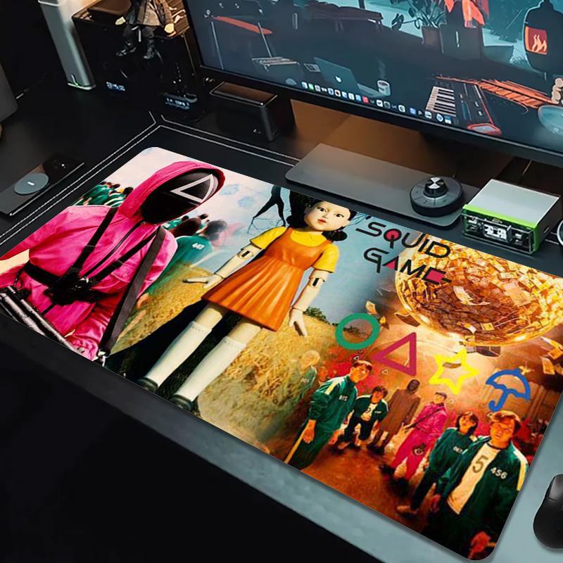 Squid Game Poster Color Mouse Pad Large Gaming Table Cushion Non-slip Laptop Tablet Big Mousepad XXL Mat Mini PC Playmat With Lock Edge