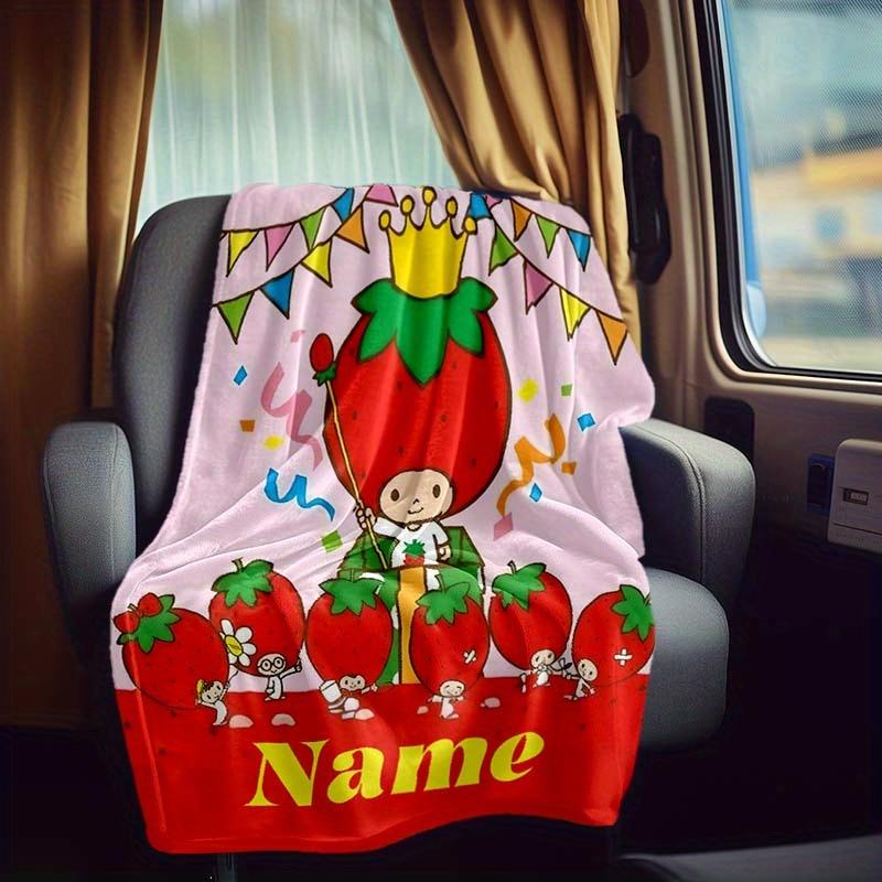 Red Strawberry Style Rv Customize Your Name Blanket Is Suitable For Rv Camping Traveling Rv Home Soft And Warm Rv Interior Blanket Suitable For Gifts