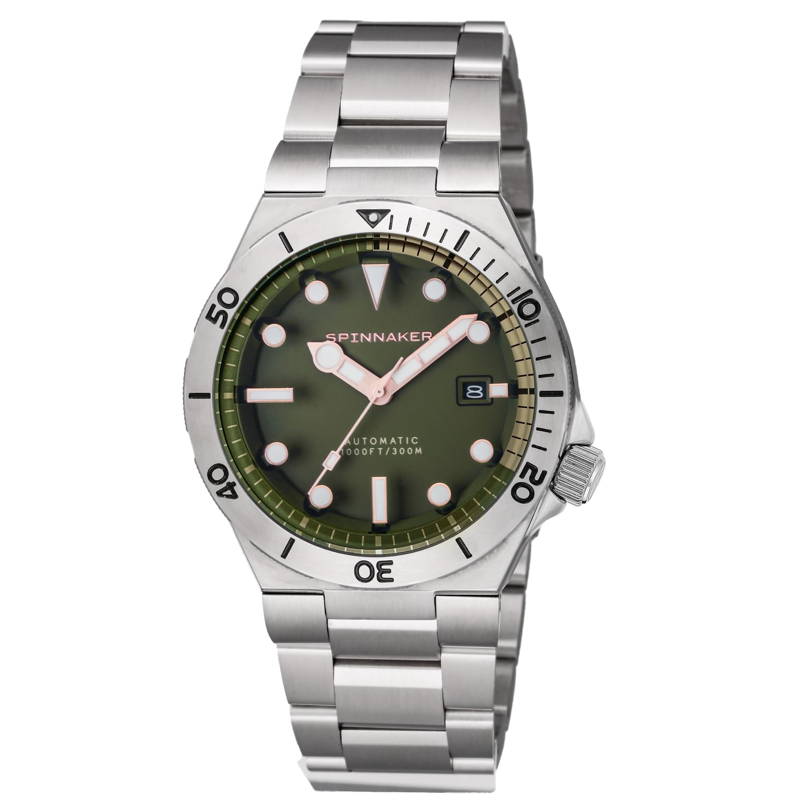 

Watch BOETTGER Light Green Dial Stainless Steel Sapphire Glass Automatic Winding 30 ATM Water Resistant 42mm Watch Silver [Spinnicar] SP-5083-FF Men s світло-зелений колір