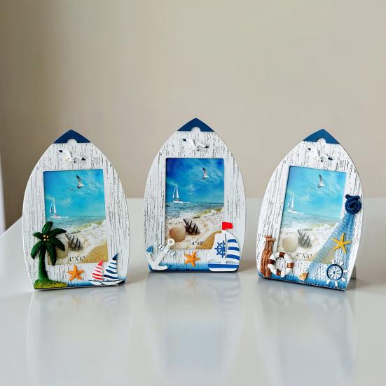 Küsten Strand Bilderrahmen Holz Ozean Thema Foto Rahmen mit Möwe Kokospalme für Wohnzimmer Schlafzimmer Schreibtisch Tisch Dekoration