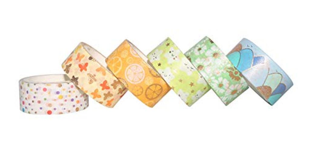 YUBBAEX Cute Spring Scent Masking Gold Foil 15mm 12 Perfect for Gift DIY and Notebook Decorations 12 Tape, Stamp, Wide, Rolls, Thin, Wrapping, Crafts,