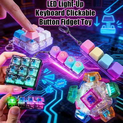 Porte-clés Clavier Lumineux LED avec Boutons Cliquables - Jouet Anti-Stress Fidget, Accessoire de Bureau Portable, Cadeau Décoration de Bureau