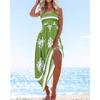 Women's  Summer Fashion Printed Backless Strapless Maxi Suspender Dress for Vacation