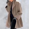 2026 Women's European-Style Hooded Wool Coat - Multi-Color, Mid-Length, Casual Fit for Autumn/Winter