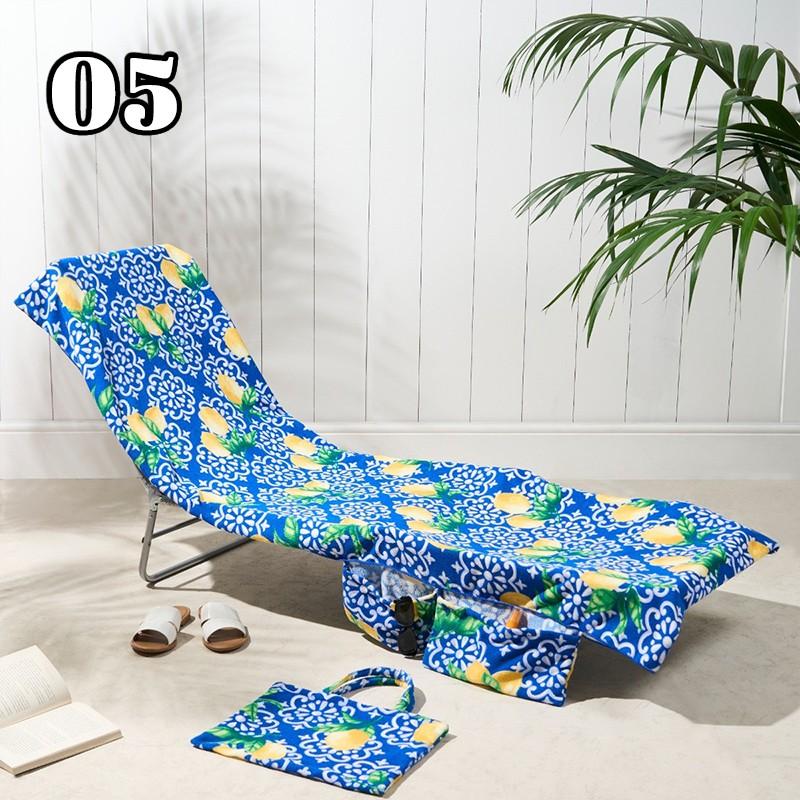 1PC Microfiber Beach Chair Cover Lounge Towel Cover Quick-drying Beach Towel Outdoor Towel with Pocket For Pool Hotel Garden