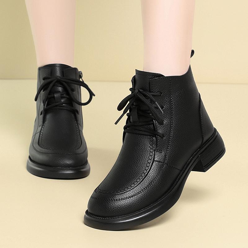 Módní dámské sněhule AIYUQI z pravé kůže 2025 Zima Nové přírodní vlna dámské kotníkové boty protiskluzové velká velikost máma boty