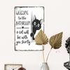 Cat Bathroom Signs Funny Powder Room Wall Decoration Funny Bathroom Wall Decor For Homeowners Renters Interior Designers