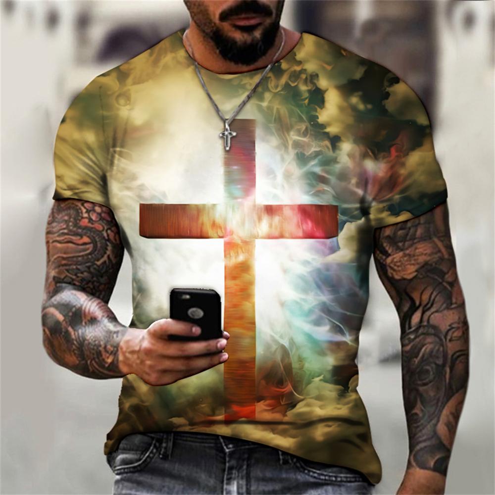 Vintage T-shirts For Unisex 3d Jesus Passion Print Short Sleeve Tops Summer Cross T Shirt Loose Oversized Tee Shirts Unisex Clothing