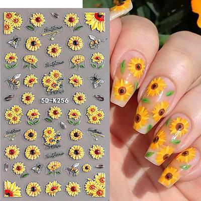 Sunflower Nail Sticker Autumn Design Flower Butterfly Bee Nail Sticker