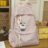 Schoolbag: Korean-style cute plaid backpack, for girls, middle and high school students, large capacity, lightweight, minimalist, INS trendy backpack