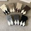 Argyle Pattern Wool Knitted Turn Cuffs Leg Warmers for Women and Students Cold Weather Foot Covers Footless Calf Socks