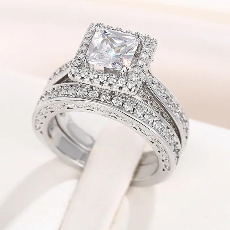 

2026 New High-end Inlaid Moissanite Dazzling Ring for Women s Fashionable Luxury Wedding Geometry Zircon Accessories 6