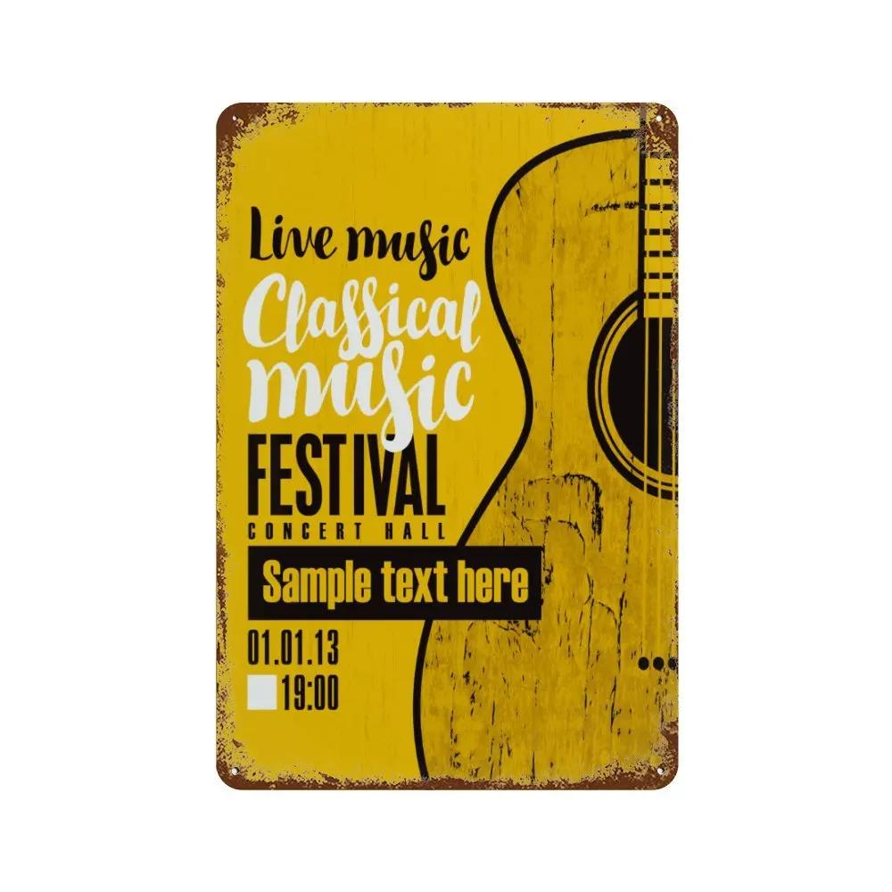 Rock Guitar Vintage Tin Sign Music Poster Wall Plaque Retro Tinplate Crafts Decor for Bar Garage Club Night Rock Party