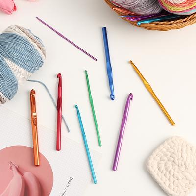 7-14 Pcs Alloy Aluminum Crochet Hooks Knitting Stitching Weaving Crocheting Needles Multicolored DIY Sewing Tools