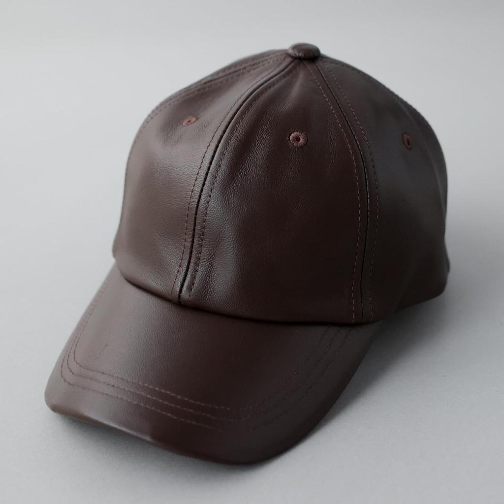 Genuine Leather Low Baseball Cotton Polo LAMD Lamb Sizes Brown [LECK HATTER] Cap, 6-Panel Cap, Men's Cap, Cap, Cap, LEATHER, Leather, Cap, Available,