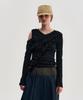 Kimjisu Diagonal Ruffle Jersey Top _ Black