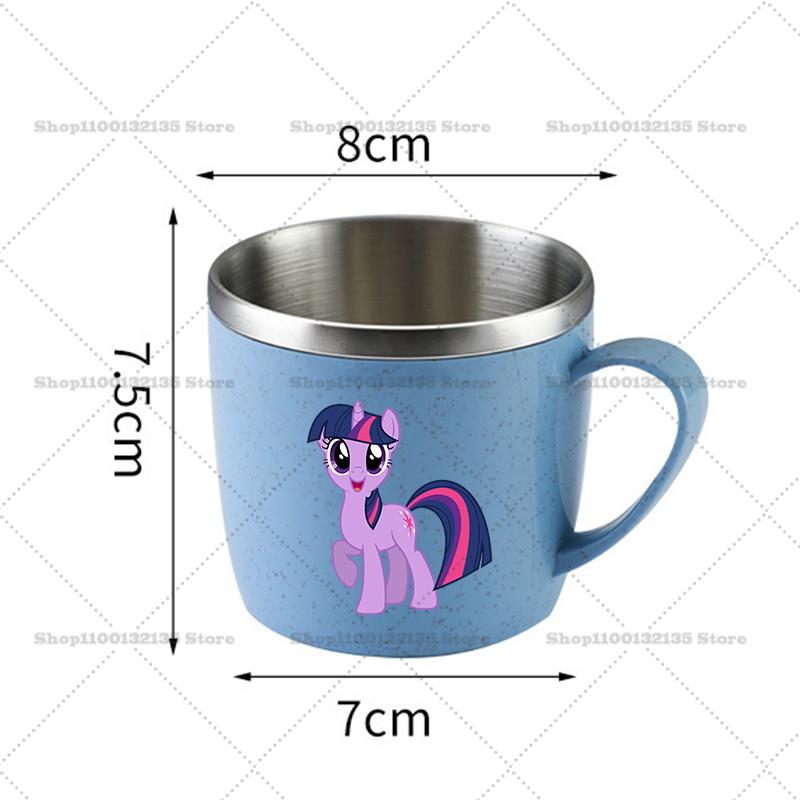 My Little Pony Water Bottle Kawaii Stainless Steel Cups Handle Coffee Milk Mug Tea Drink Home Office Gift Women for Kid Friendly Entertaining Fun Play