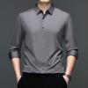 Mens Casual Long Sleeve Seamless Solid Turn Down Collar Regular Fit Shirt