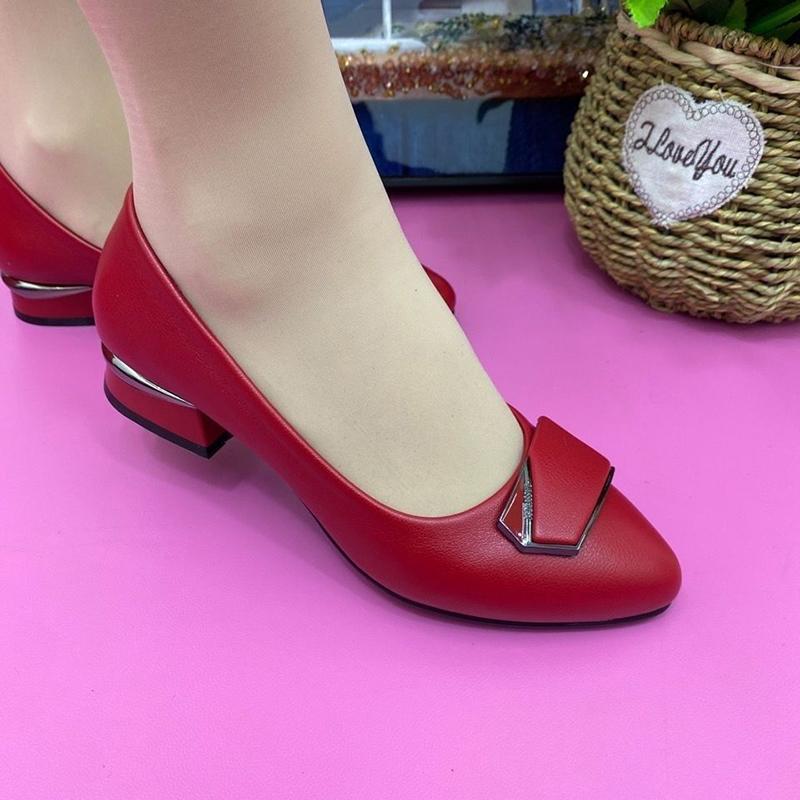 Piel suave Suela suave Superficie suave Tacón grueso Tacón bajo Puntiaguda  Dedo deldo del pies boca poco profunda De mediana edad Madre Zapatos  solteros Mujeres comprar a buen precio — entrega gratuita,