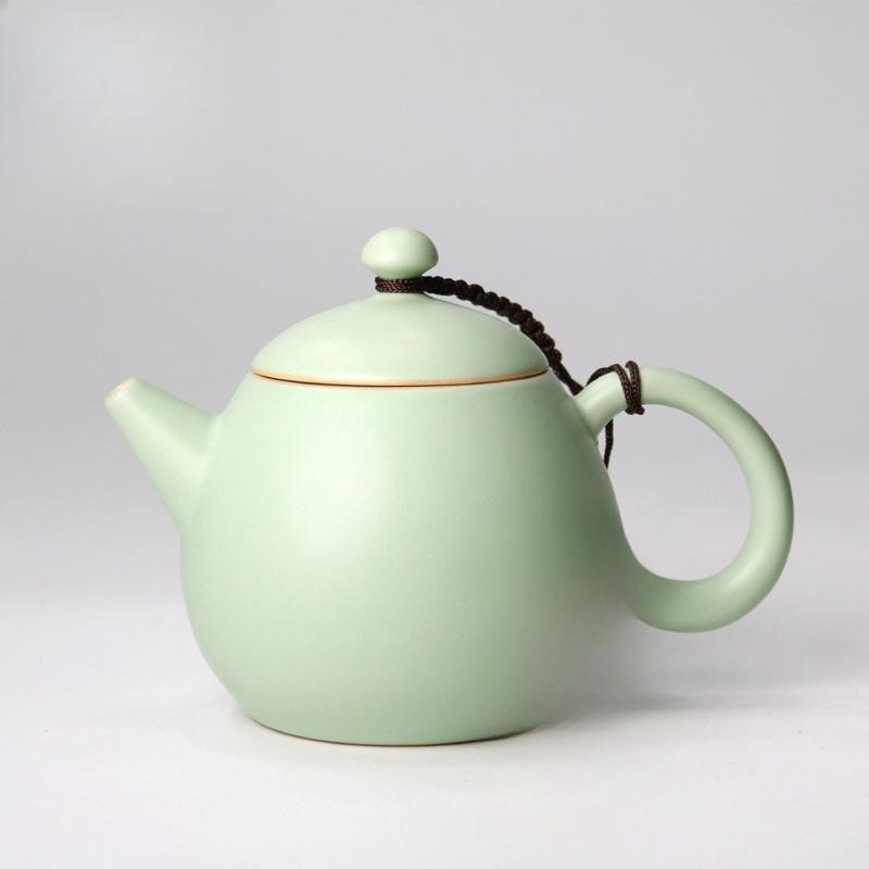 Celestial Green Ru Kiln Teapot High-grade Imitation Song Ru Porcelain Small Pot Retro Hand Grab Pot Ceramic Kung Fu Tea Set