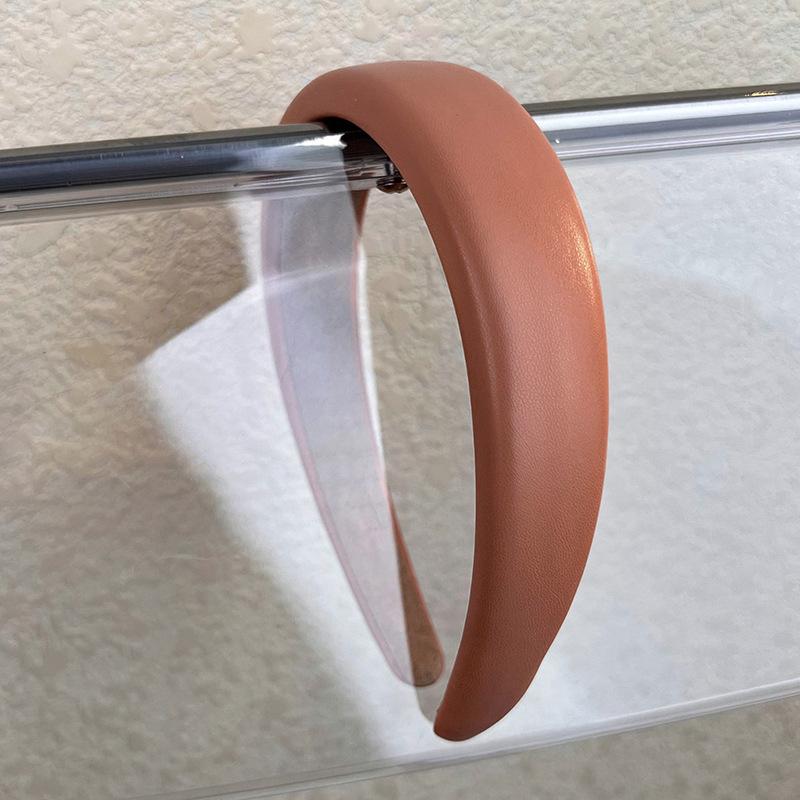 PU Cortex Wide Headbands Retro for Woman Temperament Hair Bands Solid Color Sponge Hair Hoop Fashion Versatile Hair Accessories