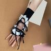 Punk Style Mesh Arm Sleeves Elastic Satins Trim Hollow Design Breathable Gloves For Concerts Daily Wear