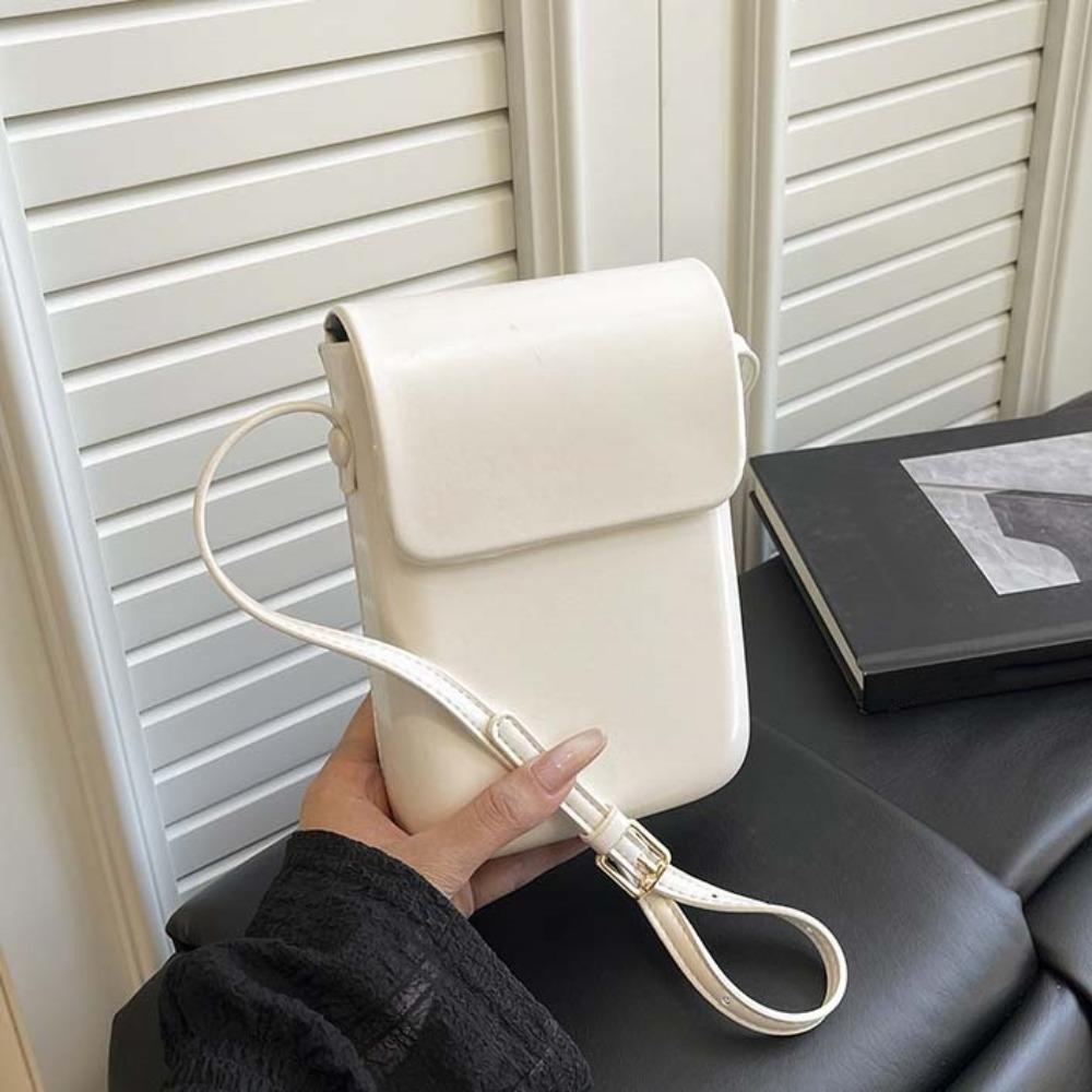 

Simple Solid Flap Crossbody Bags Phone Wallet Phone Shoulder Purses Women Handbags Storage Bag белый