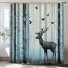 1Pc Forest Animal Deer Shower Curtain, Bathroom Decorative Shower Curtain, Printed Polyester Fabric Shower Curtain With Hooks