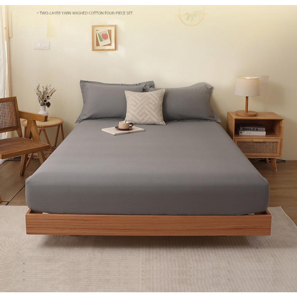 1PC Solid Color Abraded Single Bed Hat Comfortable Skin-friendly Cotton Single Double Bed Cover Sheet Dust Protection Bedding