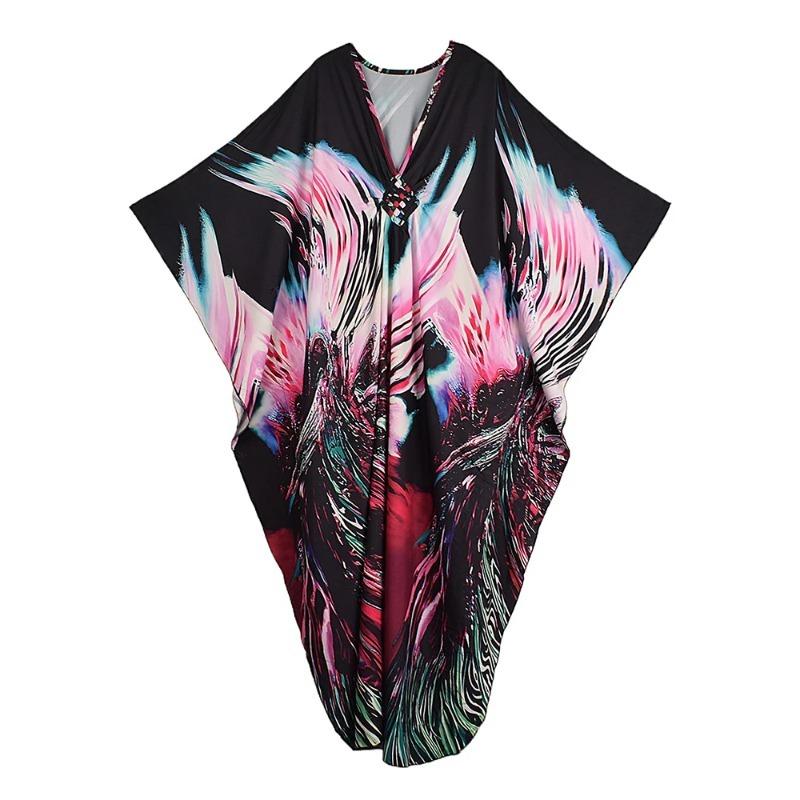 

XITAO Print Pullover V-neck Dress GJ1203 One Size чёрный