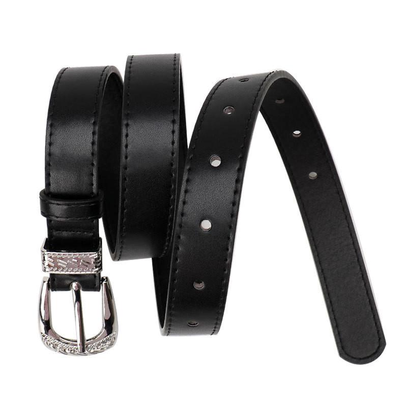Fashion Womens Faux Leather Belt With Gold Alloy Buckle For Casual And Office Wear