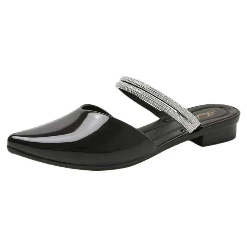 Women's Summer Baotou Flat Sole Half Slippers Soft Sole Waterproof Dual Purpose Outdoor Slip On Slippers Pointed Toe Sandals