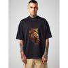 Oversized T-Shirt Black Lion Head Print Graphic Tee Men Casual Streetwear Fashion Top Unisex Daily Wear Outfit