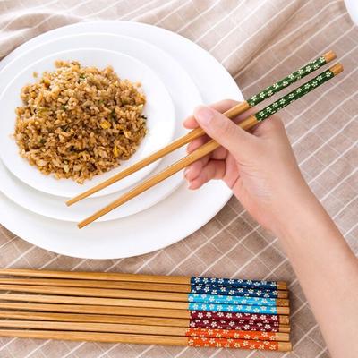 1Pairs 24CM Printed Chopsticks Reusable Natural Bamboo Chopsticks Sushi Kitchen Tool