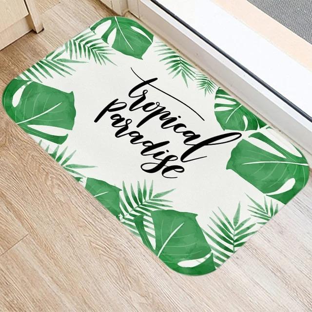 Tropical Plants Leaf Mat Kitchen Rugs Anti-slip Home Hallway Bedroom Entrance Carpets Washable Bathroom Porch Decorative Doormat