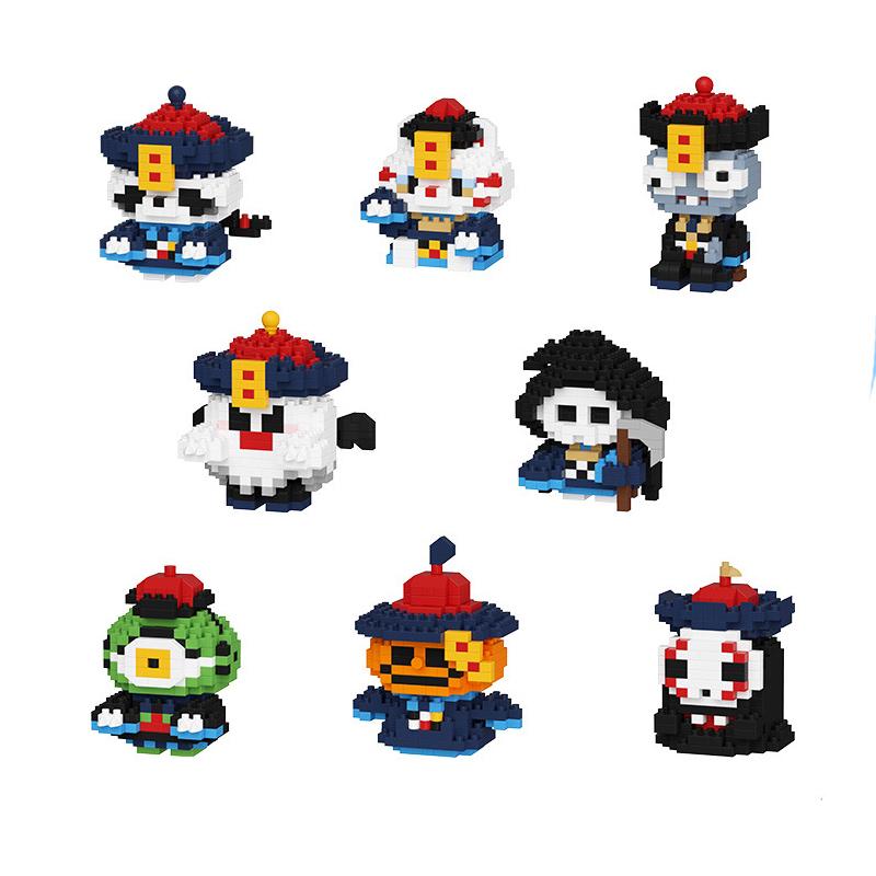 Zombie Mikro-Bausteine Halloween Katze Panda Kürbis Zusammengebautes Puzzle Modell Mini Ziegel Figur Spielzeug für Kinder Geschenke