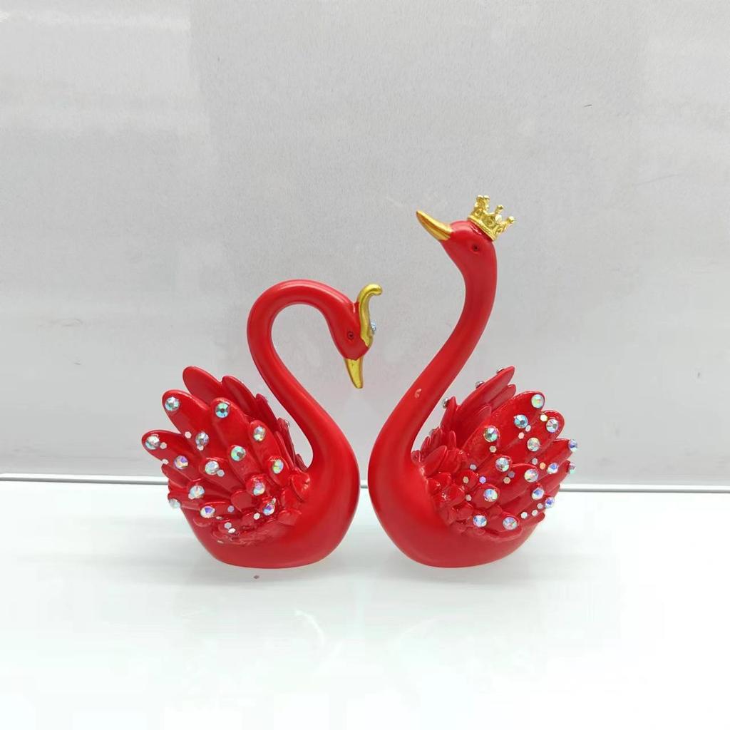 Swan Couple Rhinestone Perfume Ornament for Car Interior - Elegant Lady's Decoration