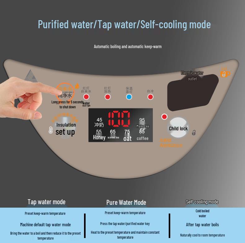 Tieshanjiao Isolierter Edelstahl-Wasserkocher mit Farbbildschirm-Temperaturanzeige.