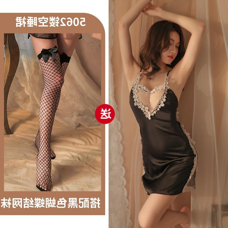 Sexy Split fork sexy nightdress temptation perspective hollowed out new sex underwear lace love suspender milk leakage
