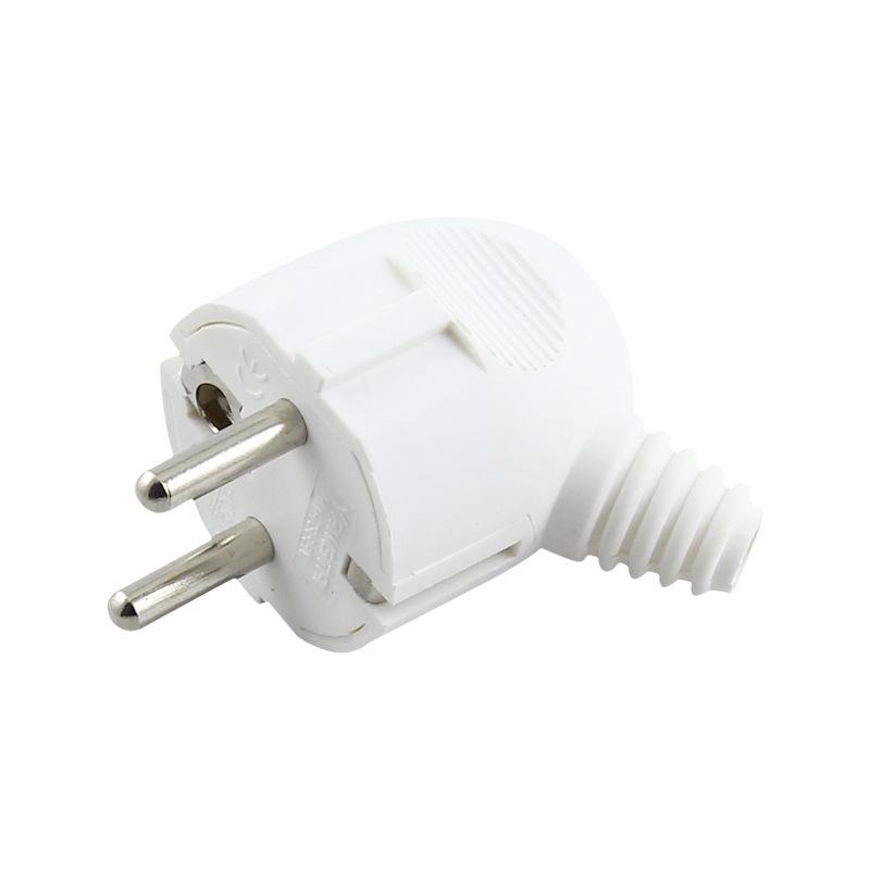 Black & White French/German Standard Detachable Elbow Power Plug with Wiring Assembly