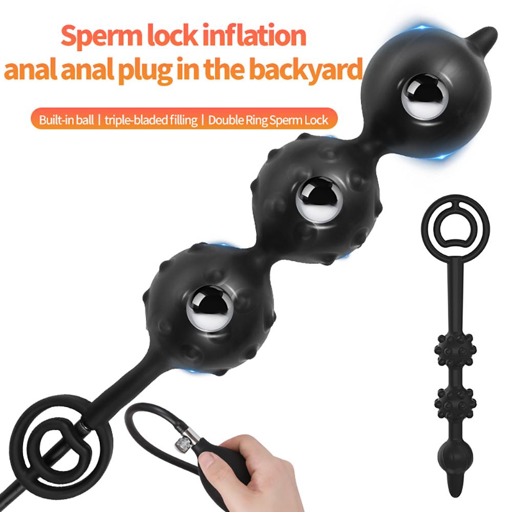 Inflatable Anal Plug Silicone Anal Ball Expander Butt Plug Dilator Prostate Massager Anus Extender Adult Sex Toys for Women Men