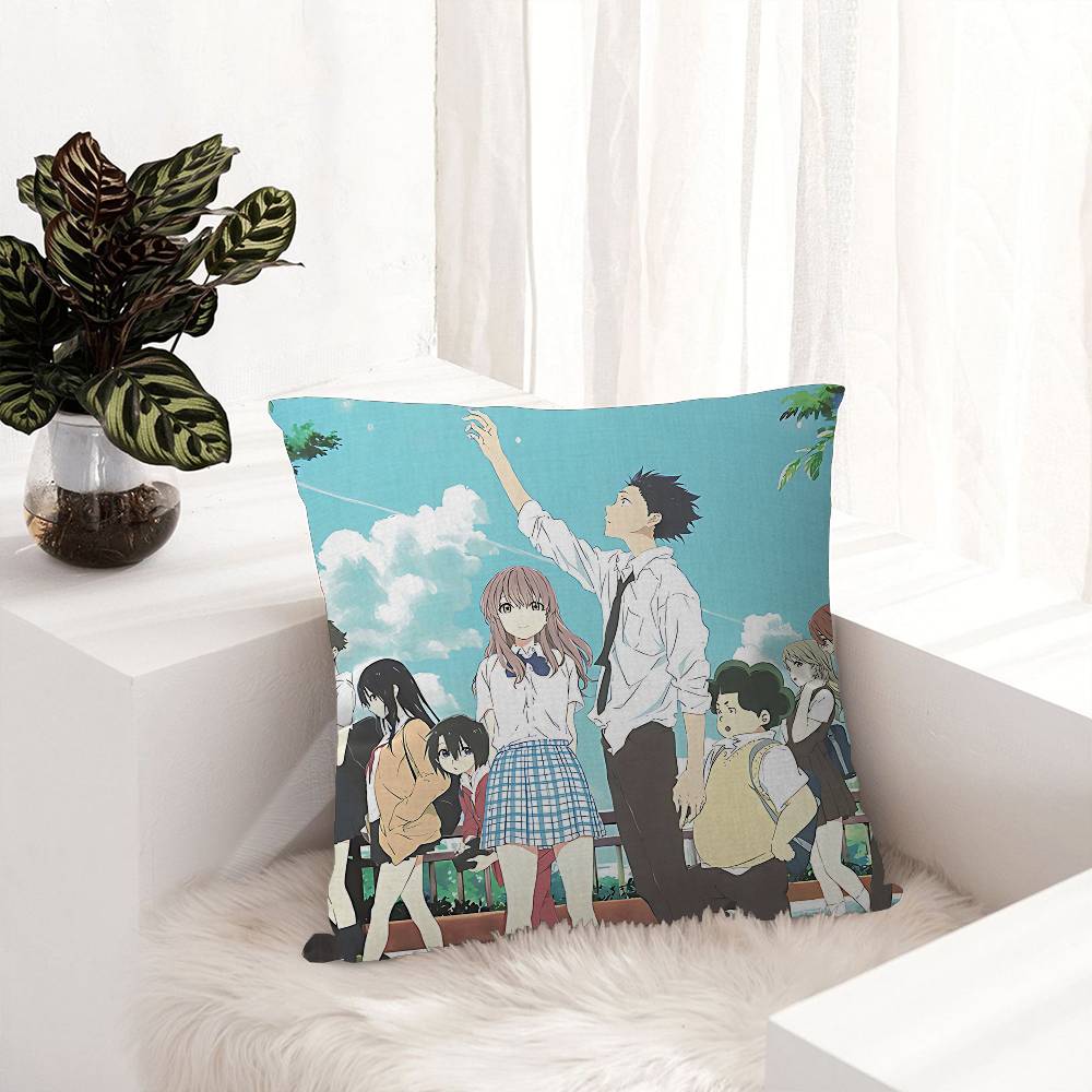 A Silent Voice Anime Kissenbezug Auto Wurfkissenbezug für Sofa Auto Weihnachtsgeschenk 40x40cm 45x45cm