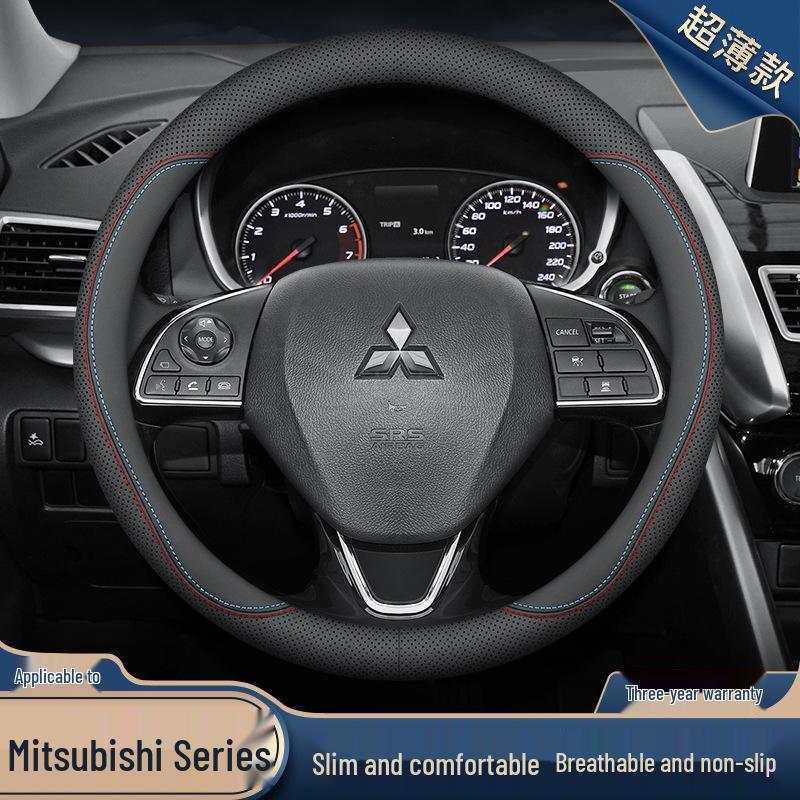 Genuine Leather Steering Wheel Cover for Mitsubishi Outlander, Eclipse Cross, Pajero Sport, ASX, Lancer