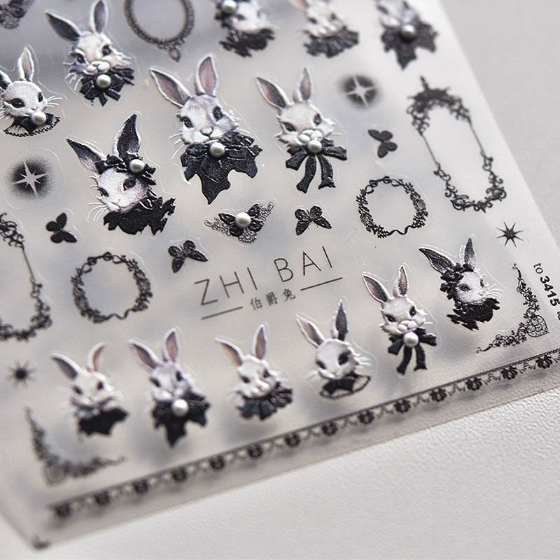 

Bright Crystal Earl Rabbit Nail Sticker Tomoni Embossed Adhesive 5D Cute Dark Nail Sticker Nail Ornament Big Version Earl Rabbit 3415