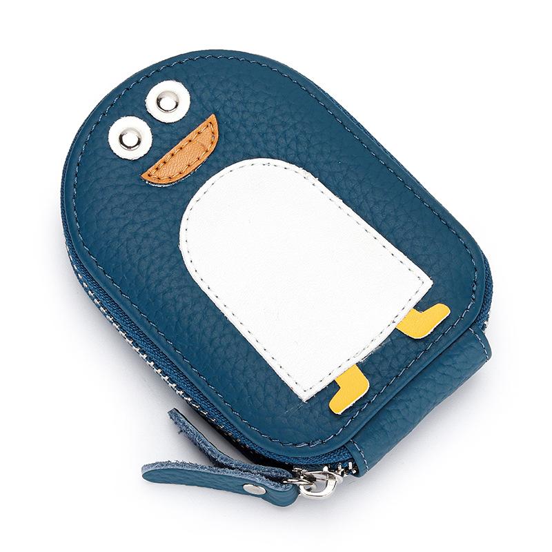 Card Bag Women's Leather Small Exquisite Cartoon Penguin Change First-layer Cowhide Cute ID