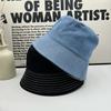 Denim bucket hat women's fashion show face small makeup sunshade sunscreen hat travel versatile niche bucket hat tide