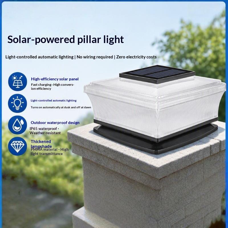 Solar Pillar Light, Post Caps Lights, Waterproof Fence Post Lamp Outdoor Floor Lighting Landscape Wall Path Outdoor For Lawn