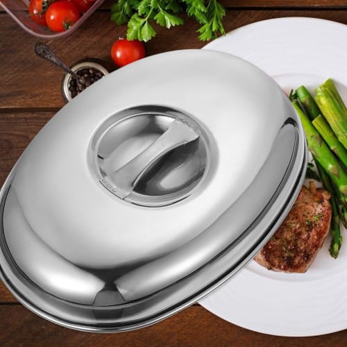 Stainless Steel Steak Lid, Food Lid, Steam Cover, Polished Steak Cover, Portable Food Steamer Cover for Home and Commercial Use, Suitable for Outdoor