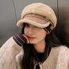 Women Winter Lamb Fleece Duckbill Hats Korean Girl Thicken Warm Octagonal Newsboy Beret Cap Cold-proof Plush Artist Painter Caps
