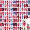 Sweetude 100 Pcs Valentine's Day Plaid Dog Bandanas Bulk with Sayings Valentine's PET Scarf Bibs Adjustable Washable Kerchief Holiday PET Costume